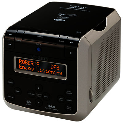 ROBERTS SOUND 38 DAB/FM/CD Clock Radio, Black/Silver ROBERTS SOUND 38 DAB/FM/CD Clock Radio, Black/Silver